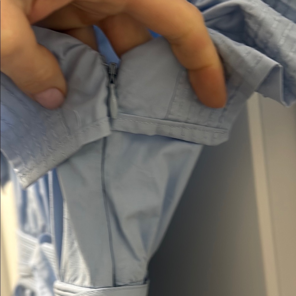 Light Blue Ruffle Sleeve Waist-Tie Top - Picture 4 of 8
